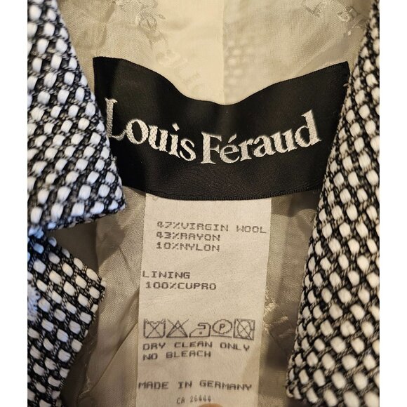 Louis Feraud Textured Coat Woven Design Button-Up Size Large blk Wht - Picture 10 of 10